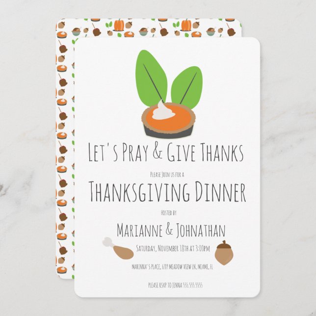 Thanksgiving Let's Pray and Give Thanks Invitation (Front/Back)
