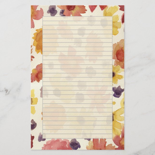 Thanksgiving Letters Autumn Flowers Fall Colors Stationery (Front)