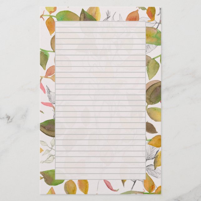 Thanksgiving Letters Autumn Leaves Fall Colors  Stationery (Front)