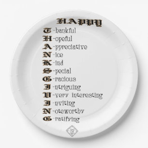 Thanksgiving Letters Paper Plates