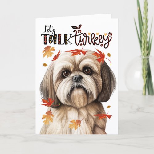 Thanksgiving Lhasa Apso Lets Talk Turkey Holiday Card