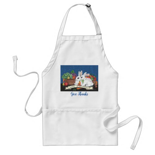 Thanksgiving Life is a Feast Cute Bunny Rabbit Adult Apron