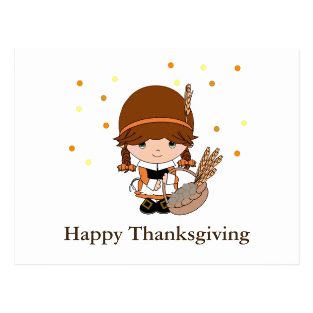 Thanksgiving Little Pilgrim Girl Postcard