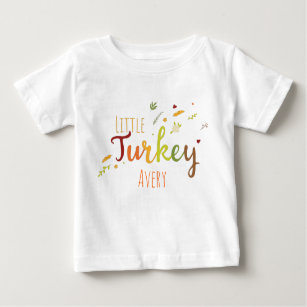 Thanksgiving Little Turkey personalizable name Baby T-Shirt