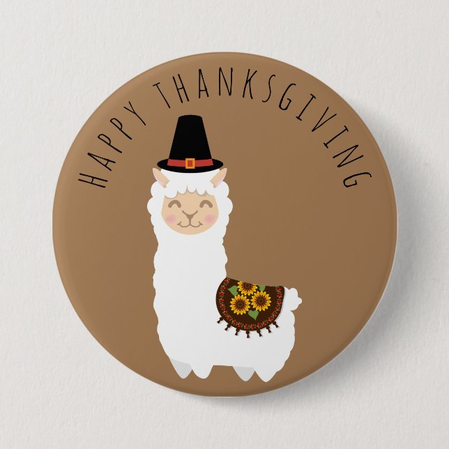 Thanksgiving Llama Button (Front)