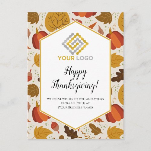Thanksgiving Logo Business Postcard