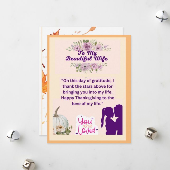 Thanksgiving Love for My Beautiful Wife Holiday Card (Front/Back In Situ)