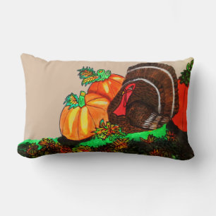 THANKSGIVING MAJESTIC TURKEY  LUMBAR PILLOW