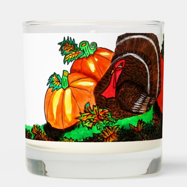 THANKSGIVING MAJESTIC TURKEY  SCENTED CANDLE (Front)