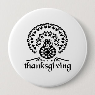 Thanksgiving Mandala Turkey Boho Folk Art Button