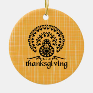 Thanksgiving Mandala Turkey Boho Folk Art Ceramic Ornament