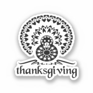 Thanksgiving Mandala Turkey Boho Folk Art Sticker