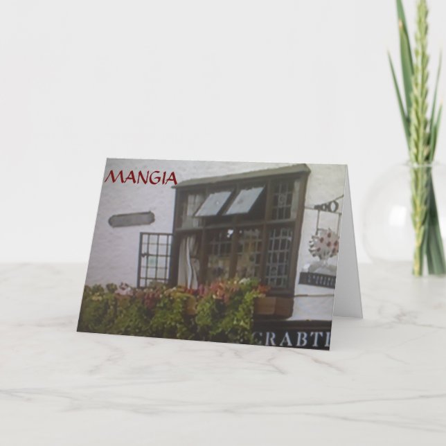 THANKSGIVING "MANGIA" WISHES HOLIDAY CARD (Front)