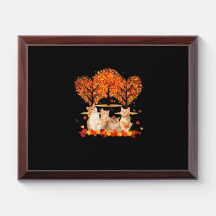 Thanksgiving Maple Cat Heart Shape Tree Leaf Award Plaque
