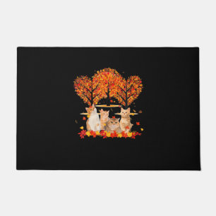 Thanksgiving Maple Cat Heart Shape Tree Leaf Doormat
