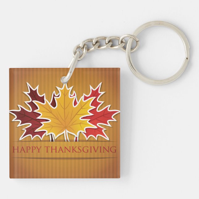 Thanksgiving maple leaf keychain (Back)