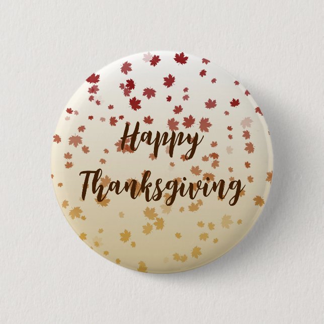 Thanksgiving Maple Leaves Button (Front)