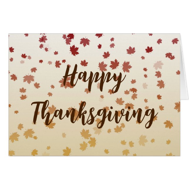 Thanksgiving Maple Leaves Greeting Card (Front Horizontal)