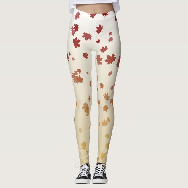 Thanksgiving Maple Leaves Leggings (Front)