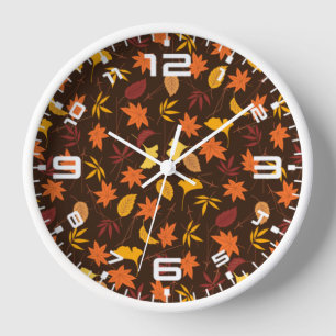 Thanksgiving Maple Leaves Pattern-25947 Clock