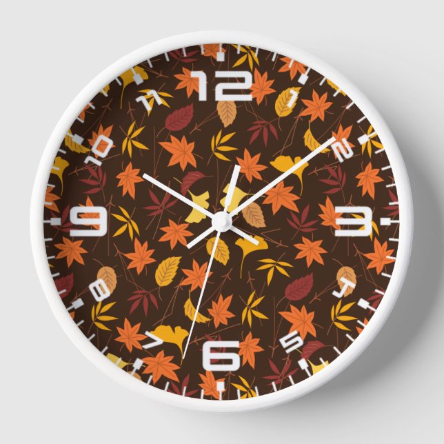 Thanksgiving Maple Leaves Pattern-25947 Clock (Front)