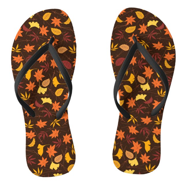 Thanksgiving Maple Leaves Pattern-25947 Flip Flops (Footbed)