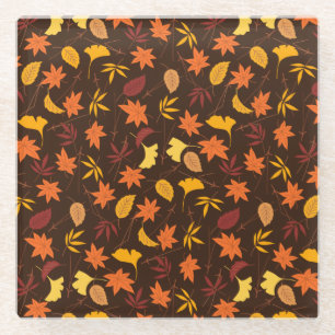 Thanksgiving Maple Leaves Pattern-25947 Glass Coaster