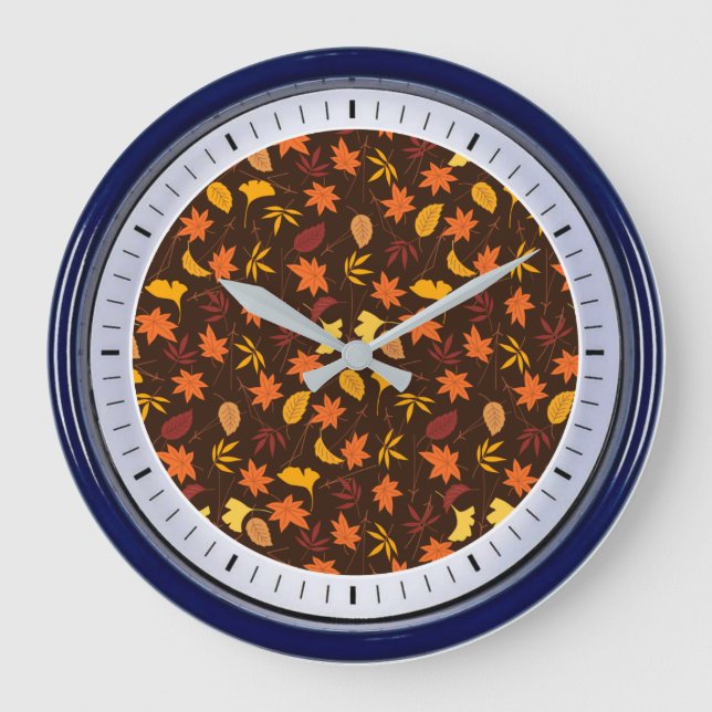 Thanksgiving Maple Leaves Pattern-25947 Large Clock (Front)