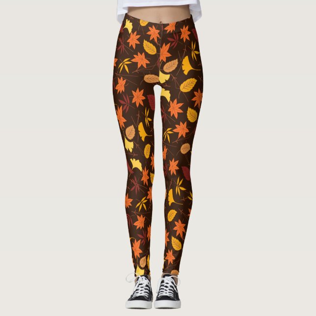 Thanksgiving Maple Leaves Pattern-25947 Leggings (Front)