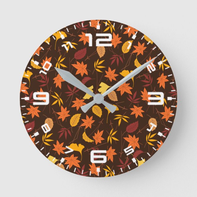 Thanksgiving Maple Leaves Pattern-25947 Round Clock (Front)