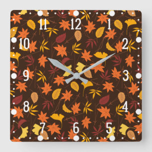 Thanksgiving Maple Leaves Pattern-25947 Square Wall Clock
