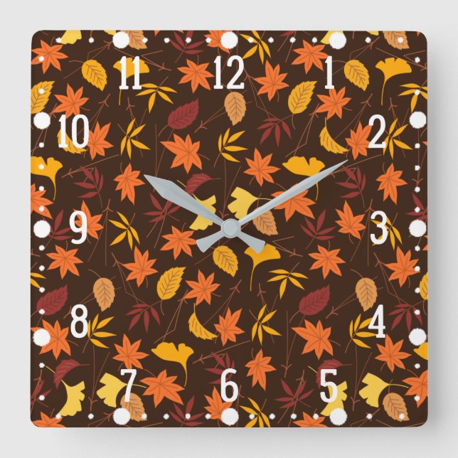 Thanksgiving Maple Leaves Pattern-25947 Square Wall Clock (Front)