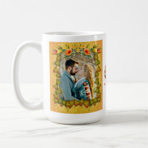 Thanksgiving, Maple Leaves, pumpkins, and flowers Coffee Mug