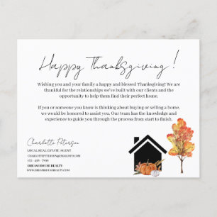 Thanksgiving Marketing Real Estate Realtor  Holiday Postcard