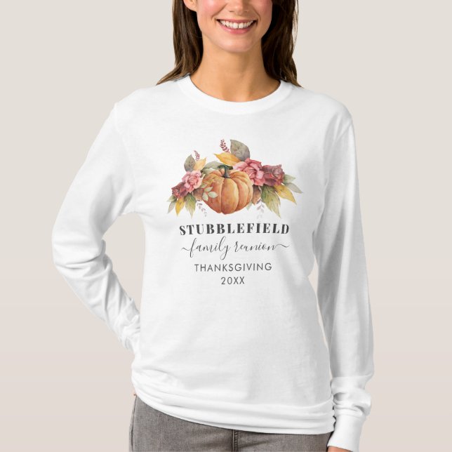 Thanksgiving Matching Family Reunion Pumpkin T-Shirt (Front)