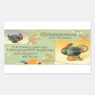 Thanksgiving Message Turkeys Vintage Sticker