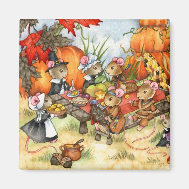Thanksgiving Mice - Cute Magnet (Front)