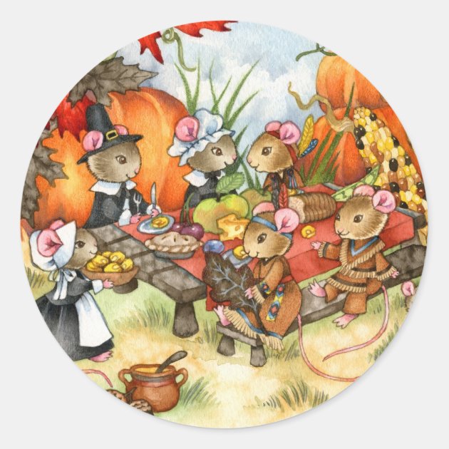 Thanksgiving Mice - Cute Stickers