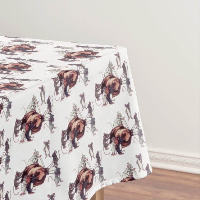 THANKSGIVING MICE STEAL TURKEY   TABLECLOTH (In Situ)