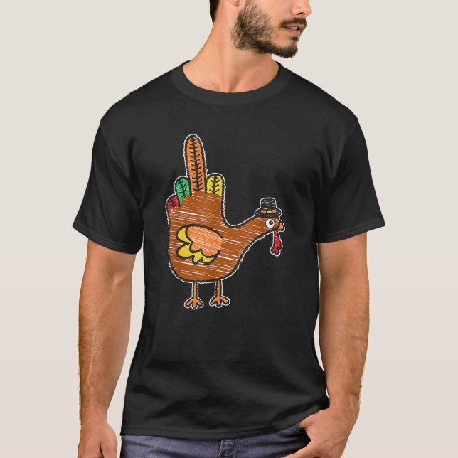 Thanksgiving Middle Finger  T-Shirt (Front)