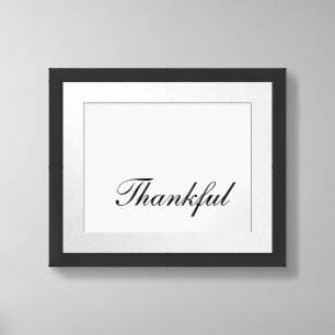 Thanksgiving Minimalist Script Thankful Framed Art