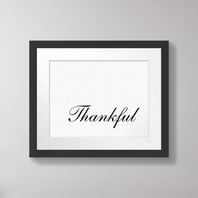 Thanksgiving Minimalist Script Thankful Framed Art (Framed Front)