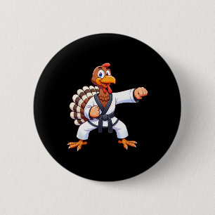 Thanksgiving Mma Kickboxing Judo Karate Turkey Kid Button