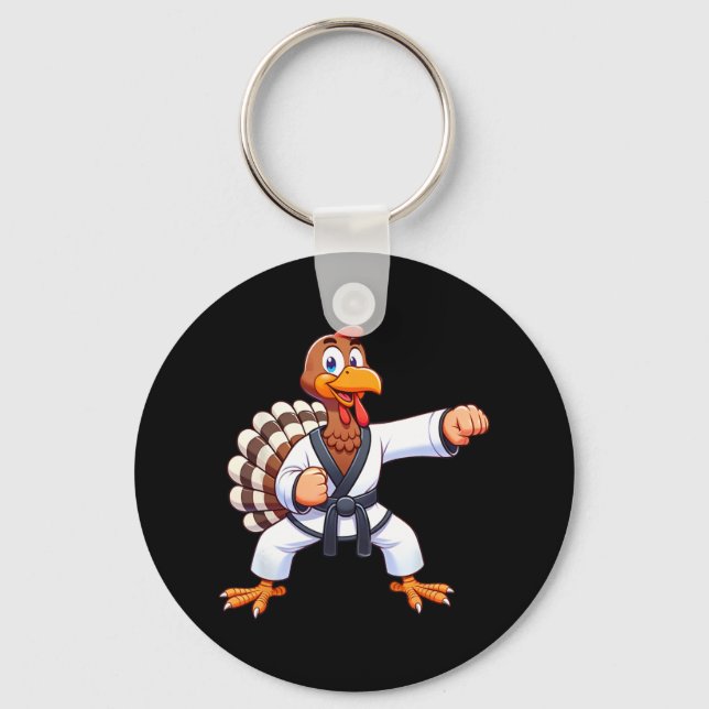 Thanksgiving Mma Kickboxing Judo Karate Turkey Kid Keychain (Front)