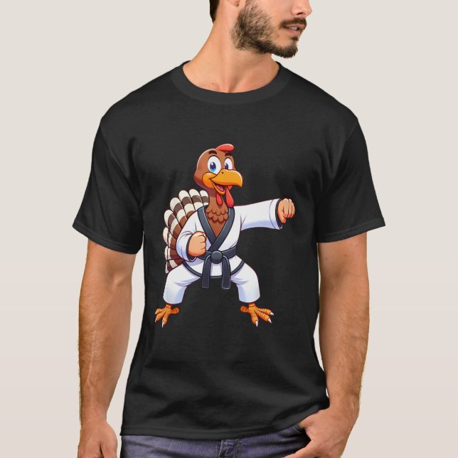 Thanksgiving Mma Kickboxing Judo Karate Turkey Kid T-Shirt (Front)
