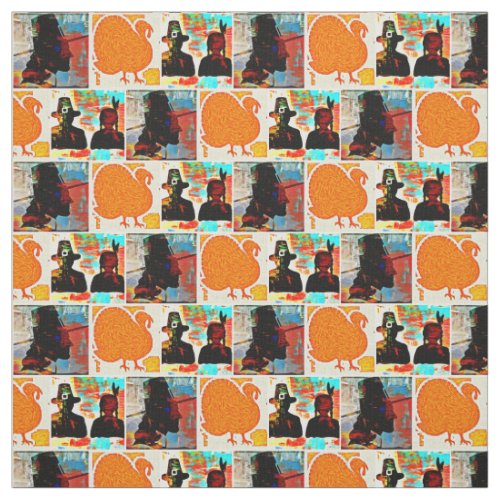 Thanksgiving Modern Art Collage Fabric