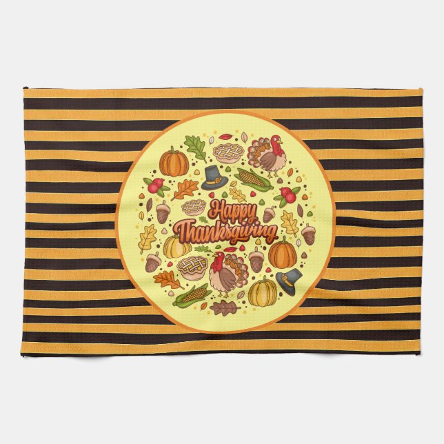 Thanksgiving Modern Beautiful Autumn Collection Kitchen Towel (Horizontal)