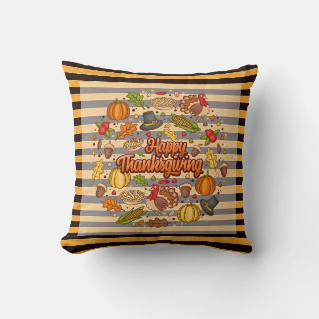 Thanksgiving Modern Beautiful Autumn Collection Throw Pillow (Front)
