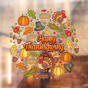 Thanksgiving Modern Beautiful Autumn Collection Window Cling