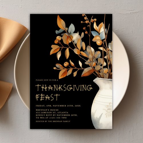 Thanksgiving Modern Elegant Friendsgiving Autumn Invitation